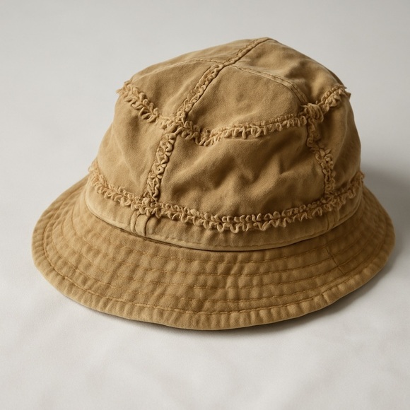 Vintage Wilsons Leather Maxima Suede Bucket Hat Beige Frayed Edge Unisex Retro - Picture 2 of 4